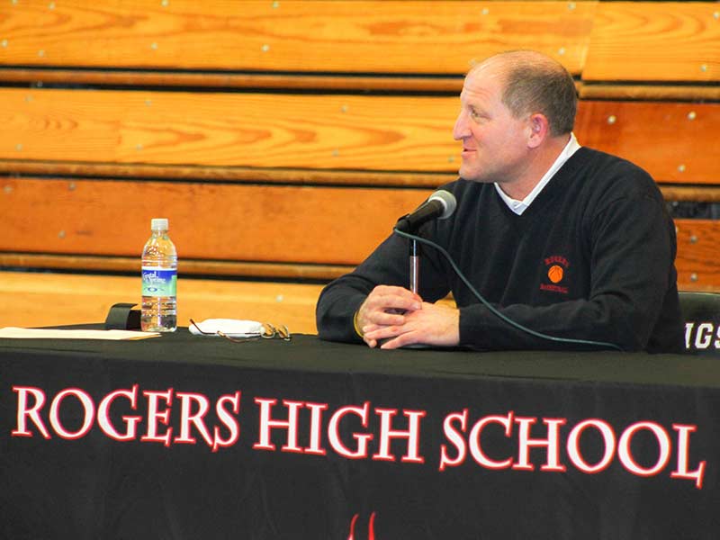 Coach Psaras press conference to announce the end of his Rogers coaching career