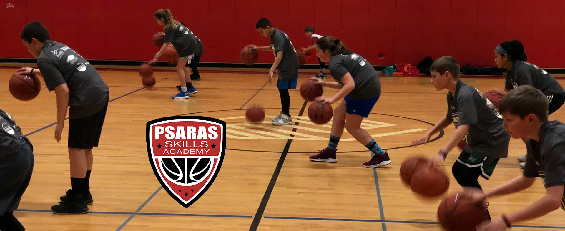 Psaras Skills Academy students practic dribbling